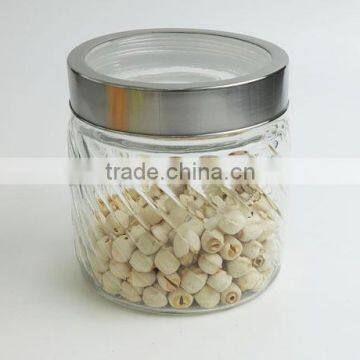 750ml Glass Food Container and Metal Screw Lid with Twill Wave Design