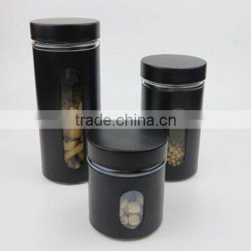 Black Colored Iron Covered Glass Storage Jar With Metal Screw Lid photo-2