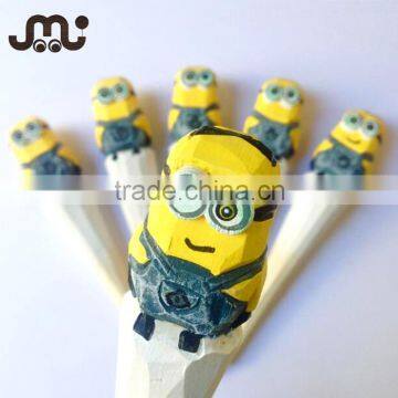 Lovely popular wooden minions top carved wooden ball point pen