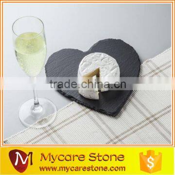 eco-friendly black slate heart plate for cheese board