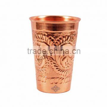 Handmade Pure Copper Glass Cup 350 ML Serving Water Home Hotel Good Health Benefits Yoga, Ayurveda