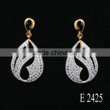 seoul stone jewelry cubic zirconia earrings gold and rhodium plated cheap earring