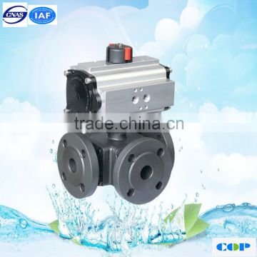 3 way high pressure water media flanged ball valve