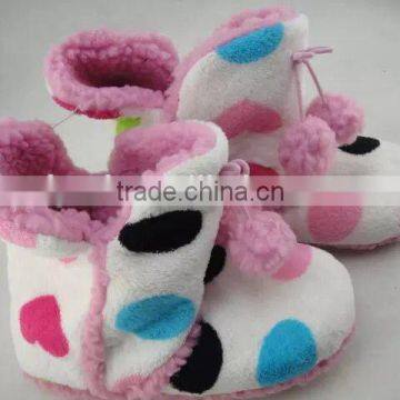 Ladies fluffy slipers boots dots sweet winter boots indoor slipper boots