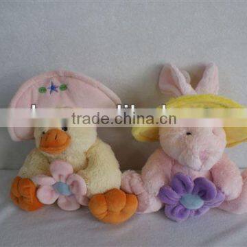 Cute plush animal easter duck&rabbit