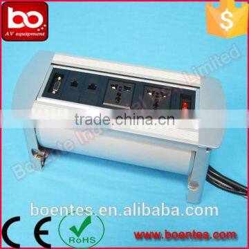Asia Popular Office Desktop Manual Flip Up Power Outlets/Tabletop Rotating Data Socket With VGA photo-4