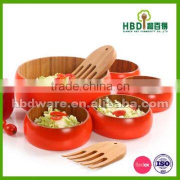High Quality Bamboo Salad Bowl Set With Server Wholesale photo-3