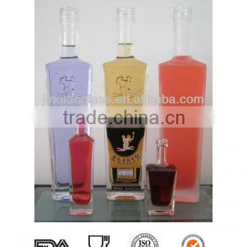 square type glass spirit liquor bottle