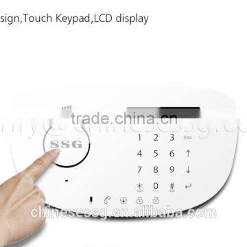 APP control wireless GSM IR intruder alarm home security system with touch keypad LCD alarm panel