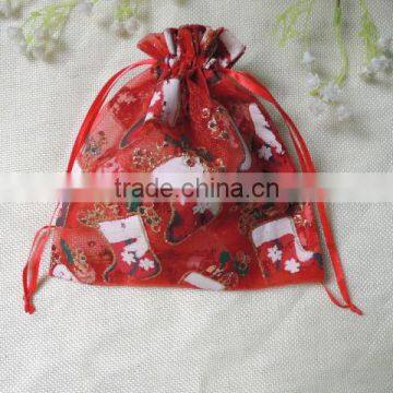 wholesale cheap fancy customized print sheer organza bags for wedding