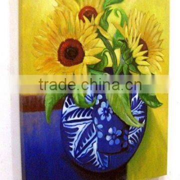 Framed flower oil painting