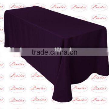 White black Ivory royal blue Polyester plain visa rectangle table cloth for banquet and wedding events