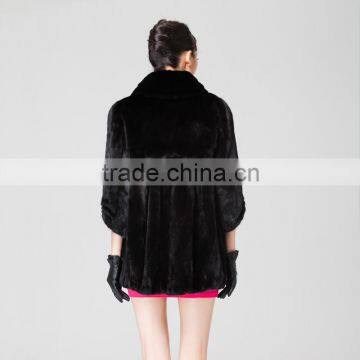Wholesale Long Black Leisure Mink Women Winter Fur Coat photo-2