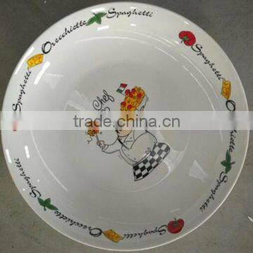 9" pasta plate facotry , wholesale ceramic pasta plate , custom printed patsa bowls plate ceramic