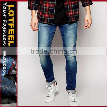 Super Skinny Fit Distressed denim man jeans pant men american jeans old fashioned jeans denim jeans manufacturers(LOTA091)