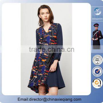 2016 fashion ladies printed dress women casual dress