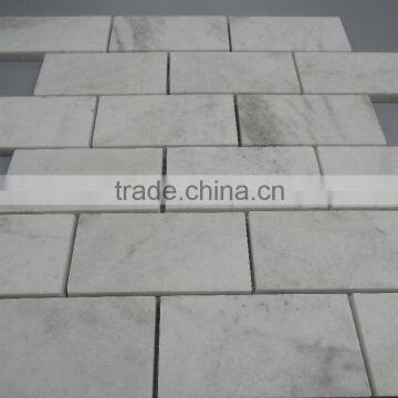 Honed subway mosaic tiles wonder snow white marble stone