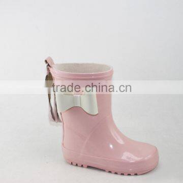 New 3D white bow pink girls rubber boots with tassels