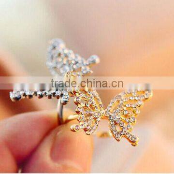 Bulk Popular in World Women Crystal Butterfly Diamante Rings photo-4