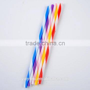 Striped hard plastic straight drinking straw