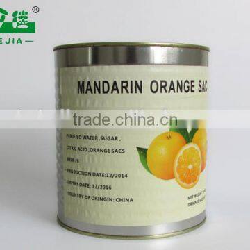 Brix 4 canned mandarin orange sacs of 3kg with 60% pulp for juice/soft drink/float drink