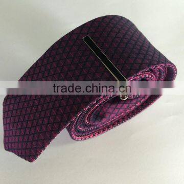 Men's red\white\pink\black 100% silk tie with square and dot design