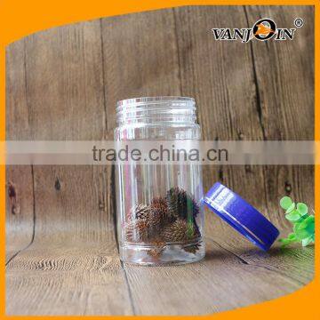 300ml PET Clear Plastic Medicinal Herbs Bottle With Blue Screw Lids photo-5