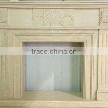 Crema Marfil Beige Marble Fireplace Mantel Surrounding photo-3