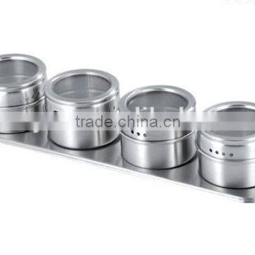 New Arrival 4 Pcs Magnetic Stainless Steel Spice Container Rack Set photo-2