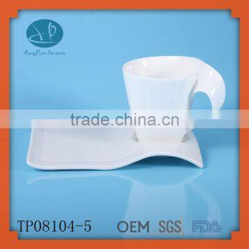 porcelain unique shape coffee tea cup and saucer