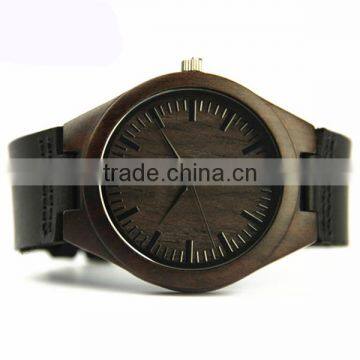 Custom Logo Watch Mens Retro Ebony Watches With Leather Strap photo-4