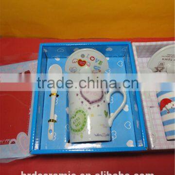 Restaurant Crockery Hotel White Porcelain Ceramic Mug Set With Lids