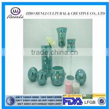 Fabulous Home Ornament Mirrored Mosaic Vase Cheap Handmade Blue Glass Vases