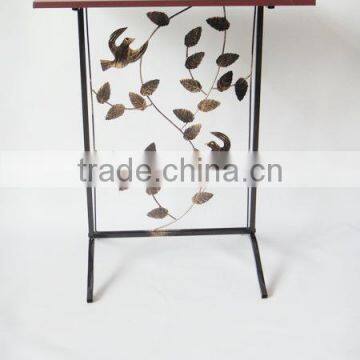 RH-4719 Hammered Wood Top Aviary Wrought Iron Metal Console Table photo-4