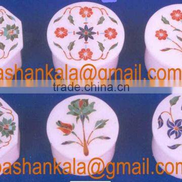 Round Marble Inlay Gift Box, Round Marble Inlay Jewelry Box