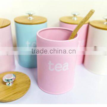 Set of 3 Kitchen Round Metal Storage Canisters for Tea Sugar Coffee photo-2