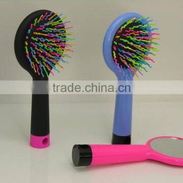 2016 rainbow detangle brush big size , round detanlge brush with mirror, big rainbow brush