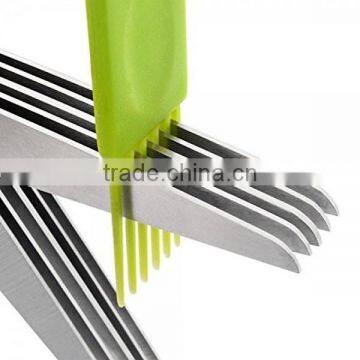 Kitchen Five Layers of Multilayer Stainless Steel Scissors Cut Green Onion Mince Coriander Laver photo-3