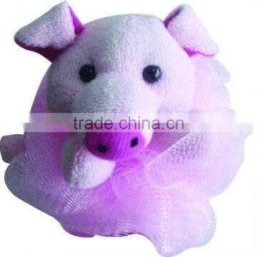 Cute animal puff ball bath ball for kids