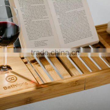 Bamboo Bathtub Caddy - Bathtub Tray - With Book Holder photo-3