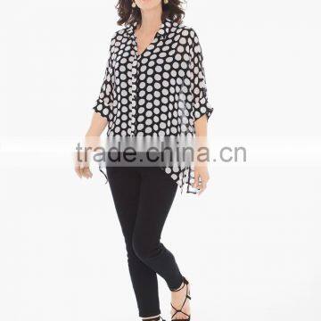Women's Sheer Chiffon Botton up and Roll up Sleeve Shirt photo-3