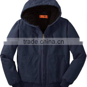 Mens Washed Duck Cloth Insulated Hooded Work Jacket photo-3