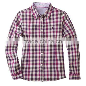 British Style 2017 Spring Student Girls Shirt Long Sleeved Cotton Plaid Shirt for Girl photo-4