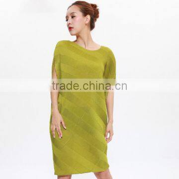 Lady crumple gradient color irregular relaxed dresses