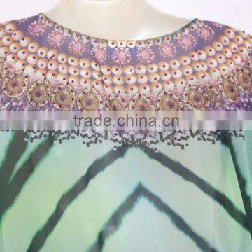 DIGITAL Print Georgette Crystal Embellish Kaftan CAFTAN Tunic Poncho Blouse photo-2