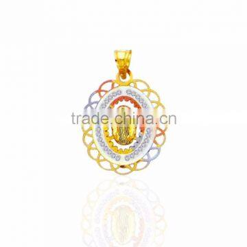 three tone plated Mother Mary Oval Pendant