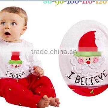 New Arrival boys and girls christmas holiday clothes children boutique Santa Claus Clothing sets