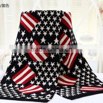 ladies fashion street style flag knit scarf