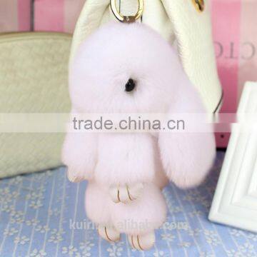 Genuine Rex Rabbit Furs Keychain Pendant Bag Car Charm Tag Cute Mini Rabbit Toy Doll Real Fur Monster Keychains 18cm photo-6