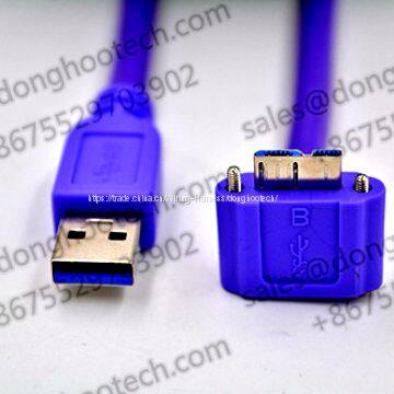 Hi-Speed USB3.0 A Plug to 90 degree Angled Micro B Plug Locking Screws Cable 5meters USB3 Vision Standard in Color Viole